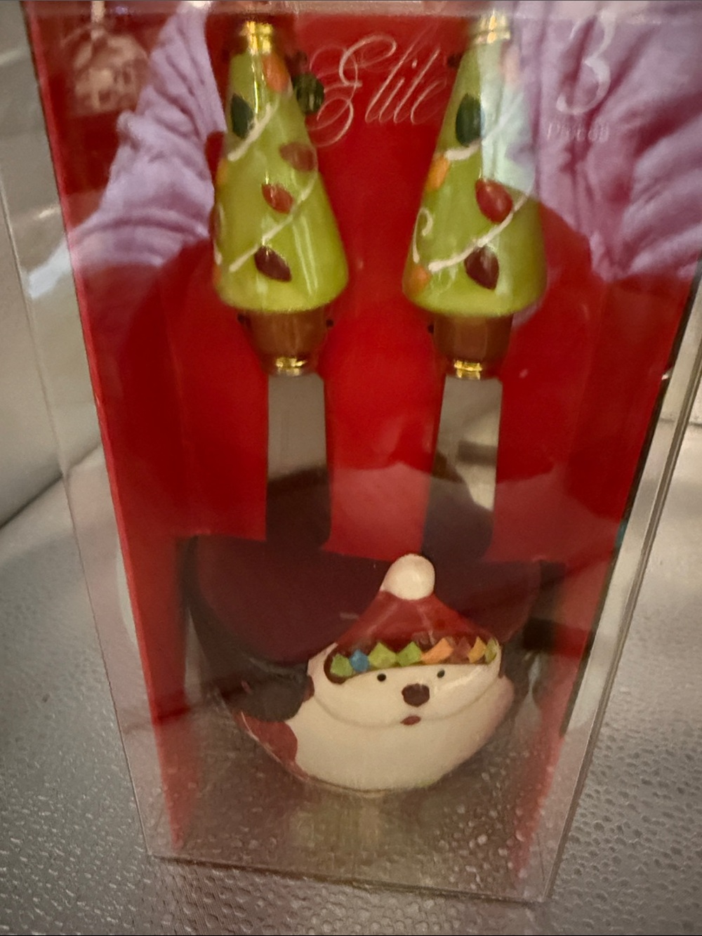 Festive Christmas Tree Cheese Spreaders and Santa Dip Bowl